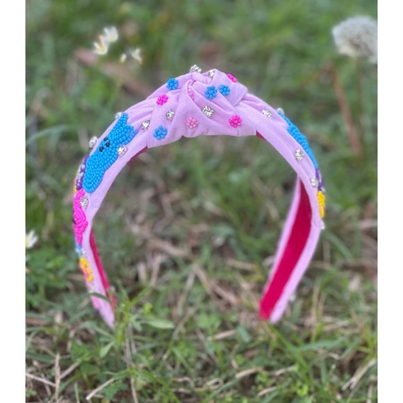 Easter Peeps Headband, Easter Bunny Peeps Seed Bead Headband, Beaded Bunny Peeps - Picture 3 of 3